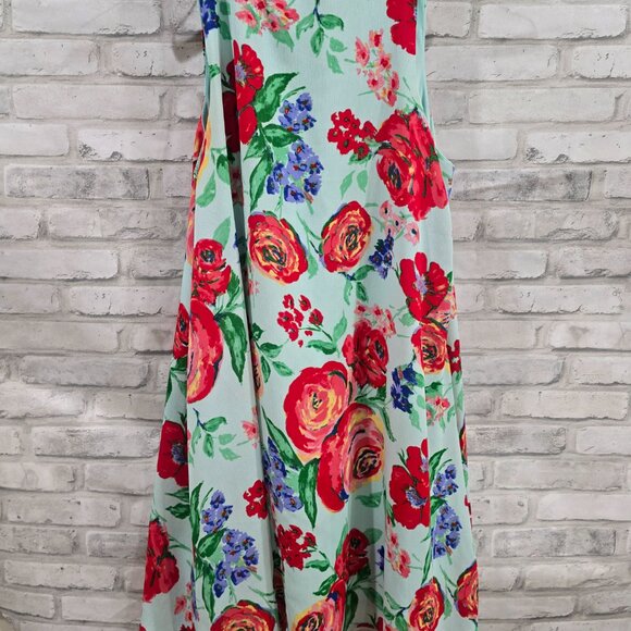 Everly Floral Sleeveless Shift Dress Women’s Size Medium Mint Green Red Tea Part - Picture 3 of 5